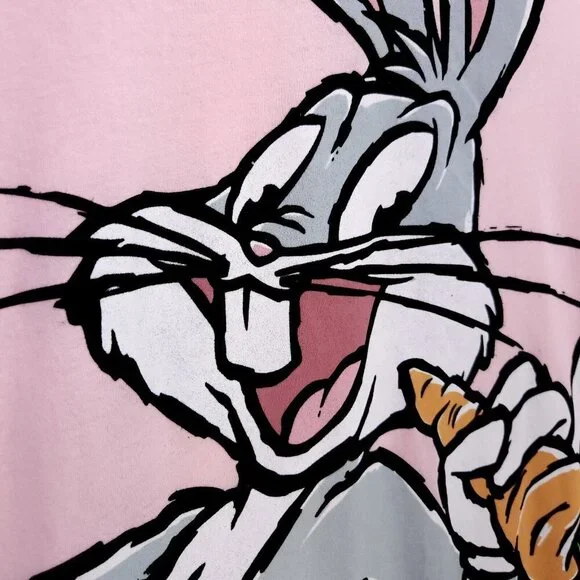 Bugs Bunny All Over Print T Shirt Large Looney Tunes Pink AOP - Picture 6 of 12
